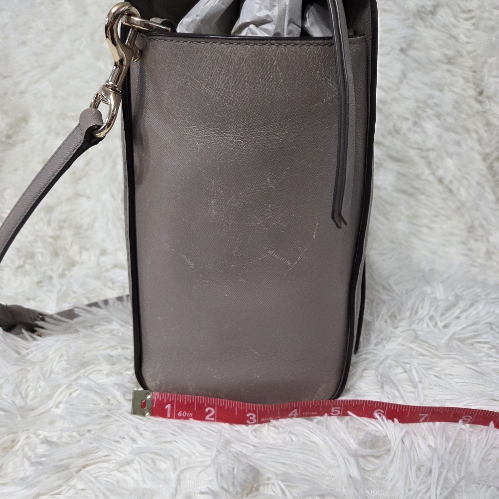 Coach Bleeker Saffiano Riley Carryall Large Crossbody Bag Taupe #30149 - Picture 13 of 16